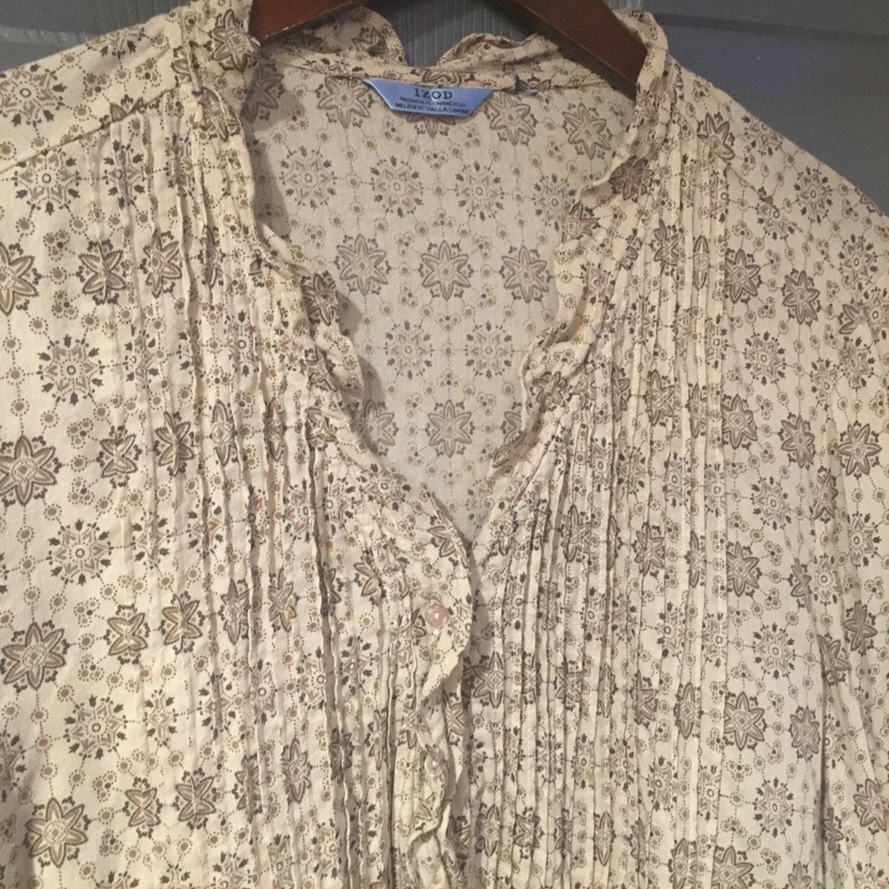 Izod Button Down Ruffle Blouse - Picture 2 of 7